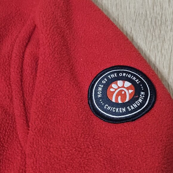 Chik Fil A Red Full Zip Team Fleece Jacket Size M  Unisex Oobe Workwear Employee - Picture 2 of 7